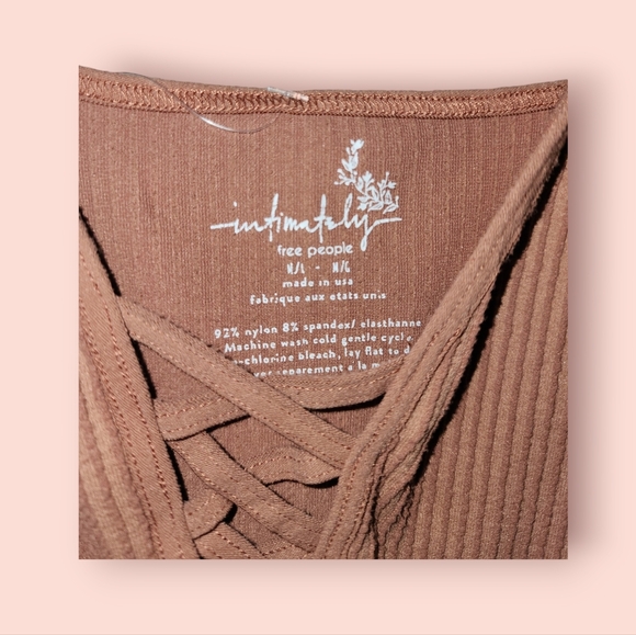 Free People Intimately Seamless V-Neck Lace-Up Brami Ribbed Terracotta M/L FP - Picture 3 of 3
